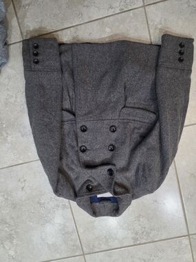 Wool-Blend Double-Breasted Gray Peacoat